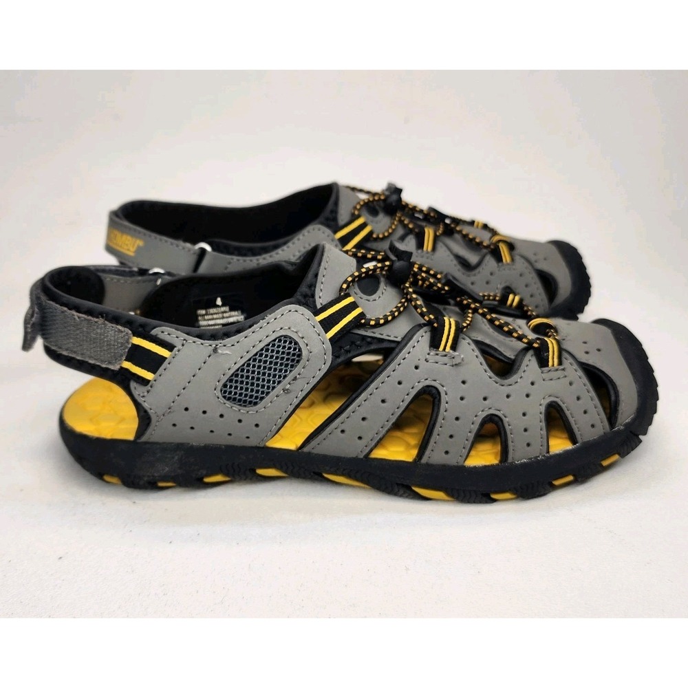 Khombu Kids Size 4 Sandals, Water, Beach, Hiking Yellow Gray Black